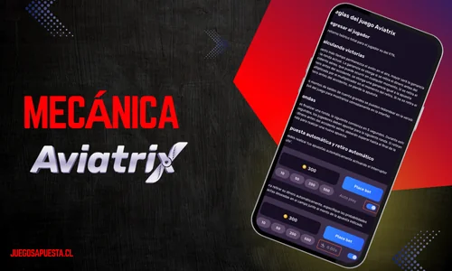 Pantalla de reglas Aviatrix explicando apuestas automáticas y ganancias.