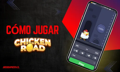 Pantalla inicial Chicken Road mostrando gallina lista para comenzar partida.