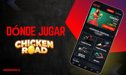 Aplicación móvil Pin-Up Casino mostrando acceso directo a Chicken Road.