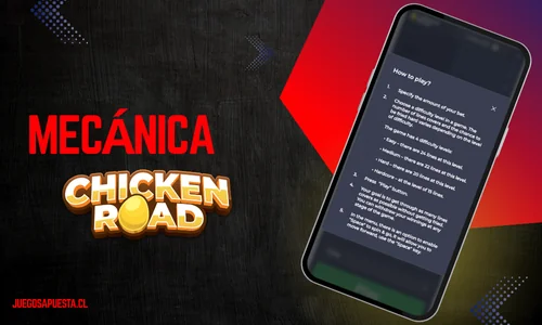 Pantalla de instrucciones Chicken Road explicando reglas y funcionamiento básico.